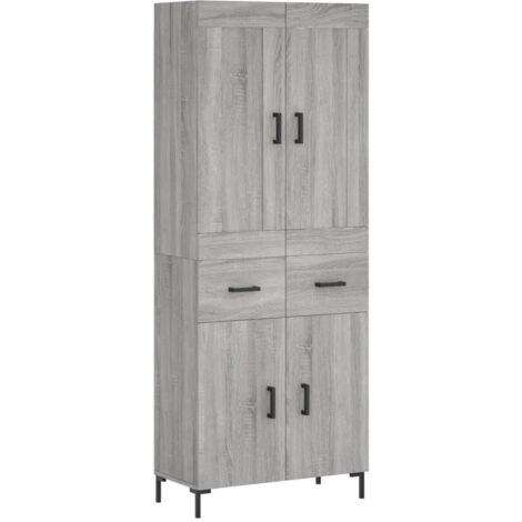 Buffet haut Sonoma gris 69,5x34x180 cm Bois d'ingénierie vidaXL