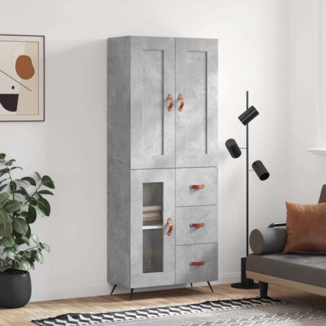Buffet haut Gris béton 69,5x34x180 cm Bois d'ingénierie vidaXL (1/5)