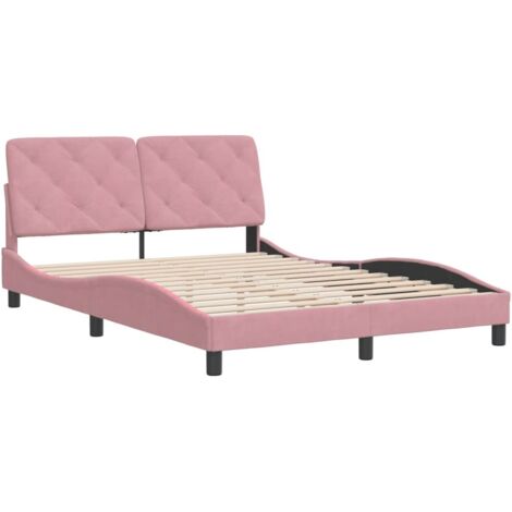 Cadre de lit sans matelas rose 140x190 cm velours vidaXL (1/5)
