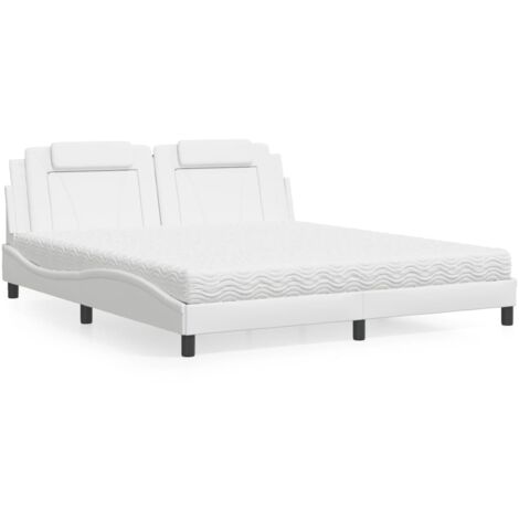 vidaXL Lit Viana avec matelas blanc 180x200 cm similicuir (1/5)