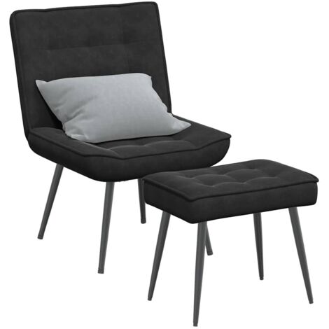 vidaXL Chaise de relaxation avec tabouret Noir Velours (1/5)