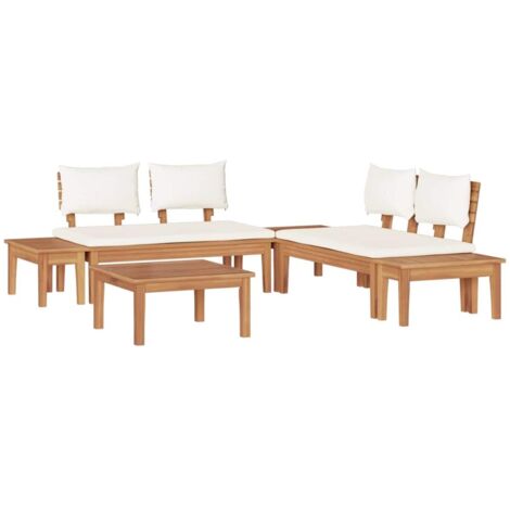 vidaXL Ensemble de banc de jardin avec coussin 3 pcs Marron et Crème (1/5)