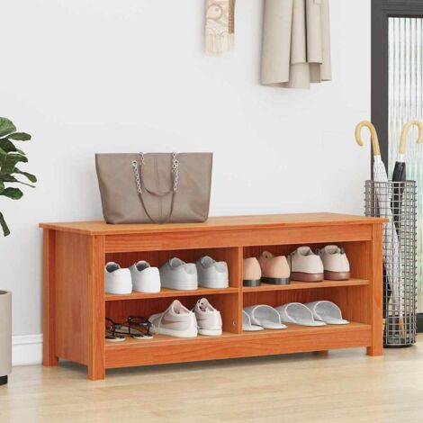 Banc à chaussures avec étagère Marron cire 110 x 38 x 45.5 cm vidaXL (1/5)