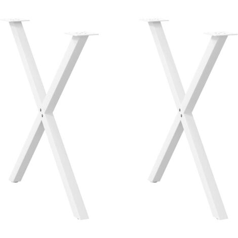 Vidaxl – Pieds de table à manger en forme de X – Lot de 2 – Acier thermolaqué blanc – Dimensions 80 x (72-73) cm – Niveleurs réglables