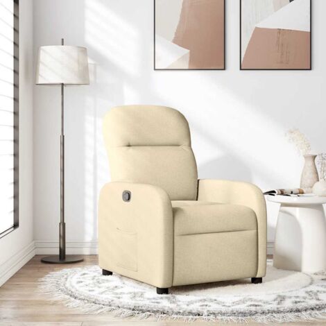 Fauteuil inclinable Crème Tissu vidaXL
