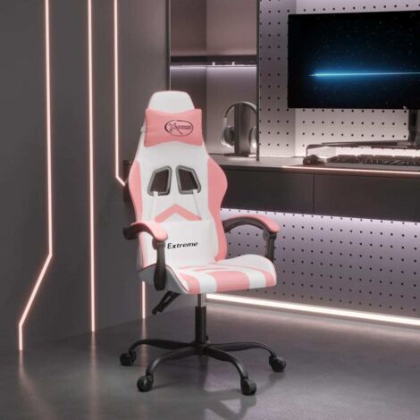 Chaise de jeu pivotante Blanc et rose Similicuir vidaXL