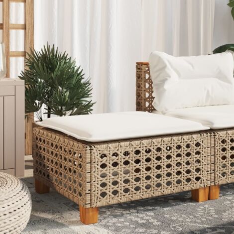 vidaXL Garden Stool with Cushion Beige 63,5x56x32 cm Poly Rattan (1/5)