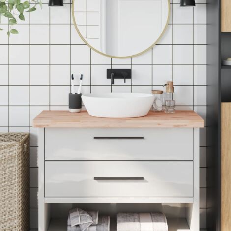 Comptoir de salle de bain 100x50x4 cm bois massif de hêtre vidaXL (1/5)