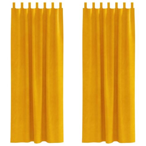 Rideaux 2 pcs jaune moutarde 140 x 225 cm Velours vidaXL