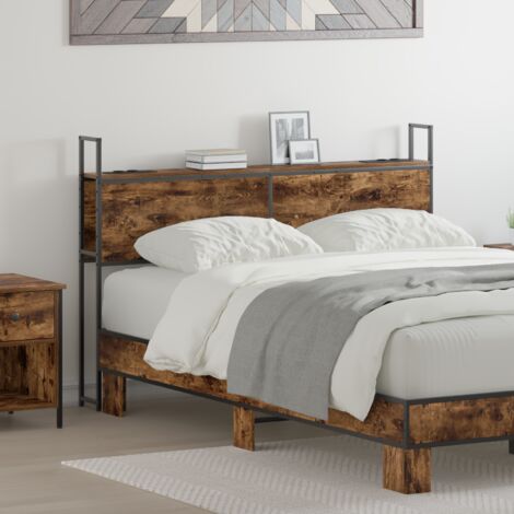 Headboard de Rangement avec Station de Charge Chêne fumé 150 cm vidaXL