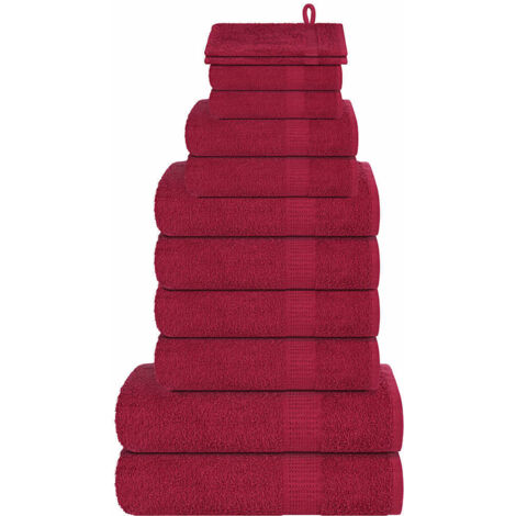 vidaXL Ensemble de serviettes 12 pcs bordeaux 360 g/m² 100% coton