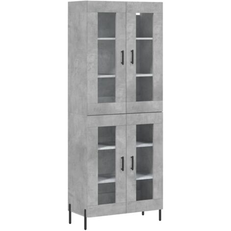 Buffet haut Gris béton 69,5x34x180 cm Bois d'ingénierie vidaXL (1/5)