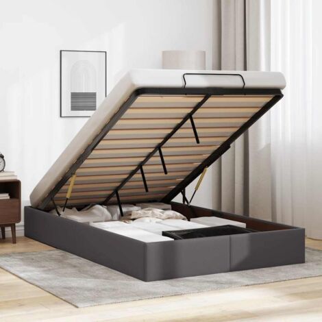 VidaXL Cadre de lit ottoman sans matelas gris 120x190 cm similicuir