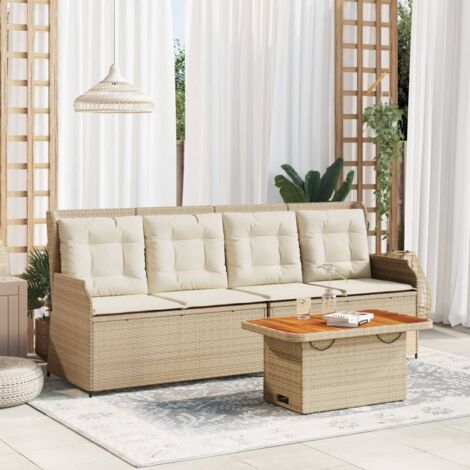 vidaXL 3 Piece Garden Lounge Set with Cushions Beige Poly Rattan (1/5)