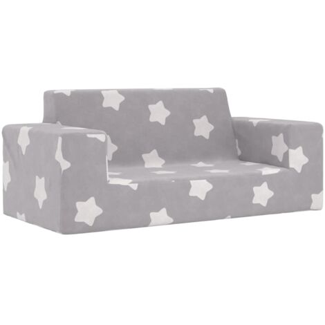 Vidaxl – Canapé droit 2 places gris clair étoiles – Peluche douce 100% polyester – Dimensions 84x38x34cm – Housse amovible et facile à nettoyer