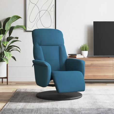 Vidaxl – Fauteuil inclinable bleu velours – Repose-pied – Inclinaison manuelle 105-125° – Pivotant 360° – Confort d'assise optimal