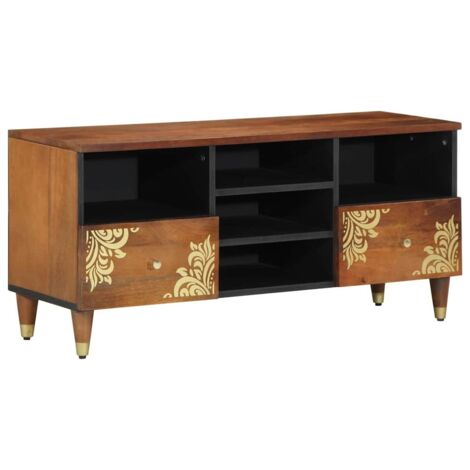Meuble TV Marron 100 x 33.5 x 46 cm Bois de manguier massif vidaXL (1/5)
