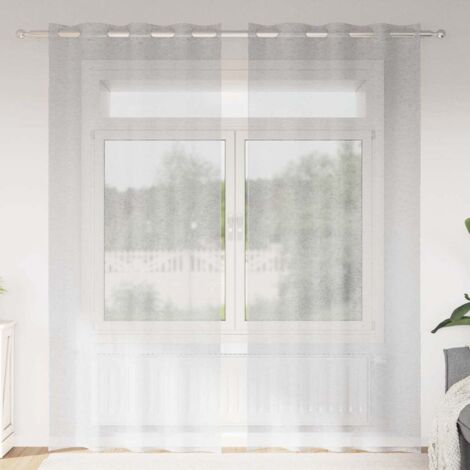Rideau en Voile 2 pcs Gris clair 140x245cm Polyester vidaXL (1/5)