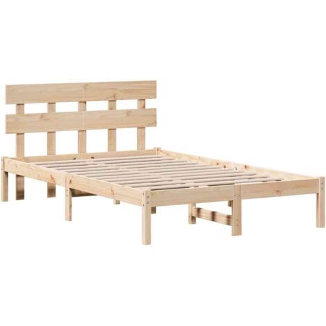 Cadre de lit Marron 120 x 190 cm Bois de pin massif vidaXL (1/5)