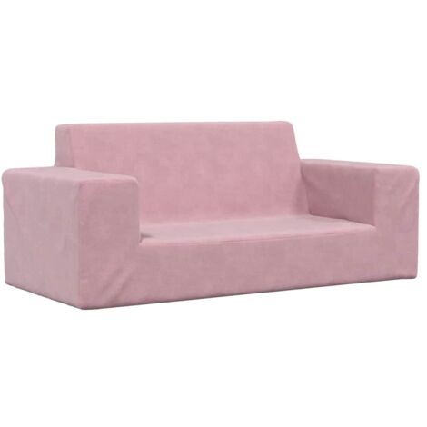 Vidaxl – Canapé droit pour enfants 2 places – Peluche douce rose – Dimensions 84x38x34 cm – Housse amovible et assemblage requis