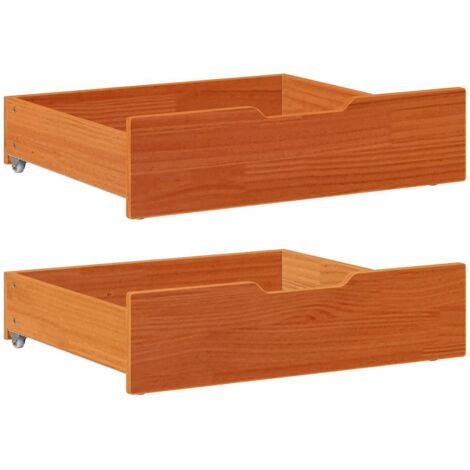 vidaXL Tiroirs sous le lit 2 pcs brun cire 65x55x17 cm pin massif