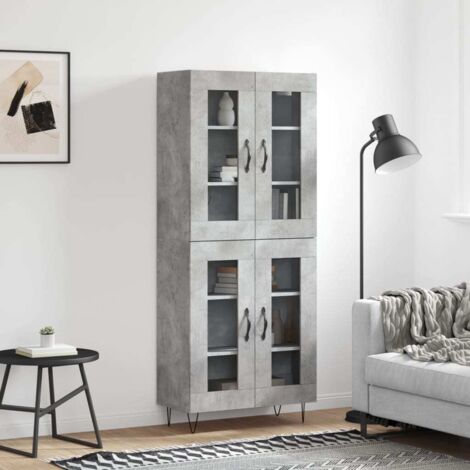 Buffet haut Gris béton 69,5x34x180 cm Bois d'ingénierie vidaXL (1/5)