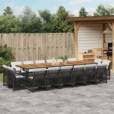 Ensemble à manger de jardin 17 pcs coussins noir résine tressée vidaXL