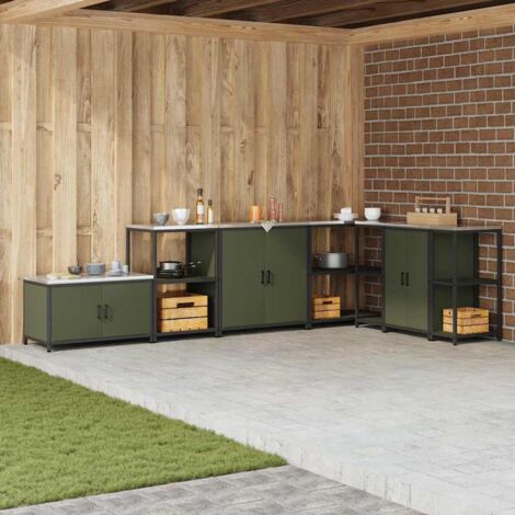 Étagère de rangement de cuisine avec étagère Vert olive Acier vidaXL (1/5)