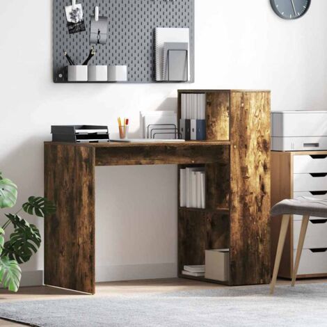 vidaXL  Desk  with Shelf Smoked Oak 108 x 55 x 103.5 cm Engineered Wood