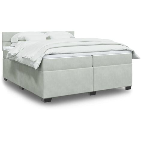 vidaXL Sommier à lattes de lit et matelas Gris clair 200x200cm Velours