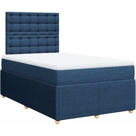 Sommier à lattes de lit avec matelas Bleu 120x200 cm Tissu vidaXL (1/5)