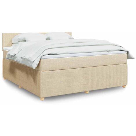 vidaXL Sommier à lattes de lit avec matelas Crème 180x200 cm Tissu (1/5)