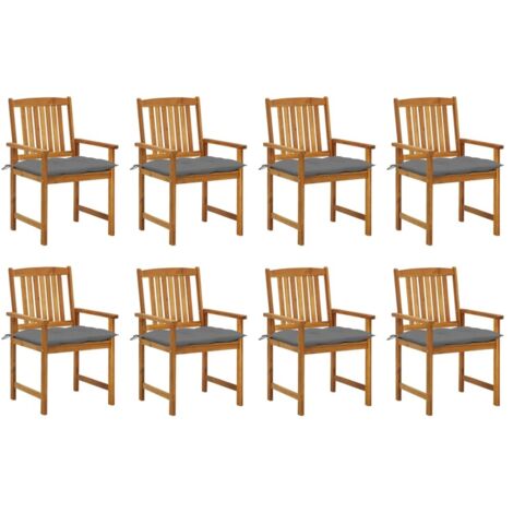 vidaXL Chaises de jardin avec coussins lot de 8 Bois d'acacia solide (1/5)