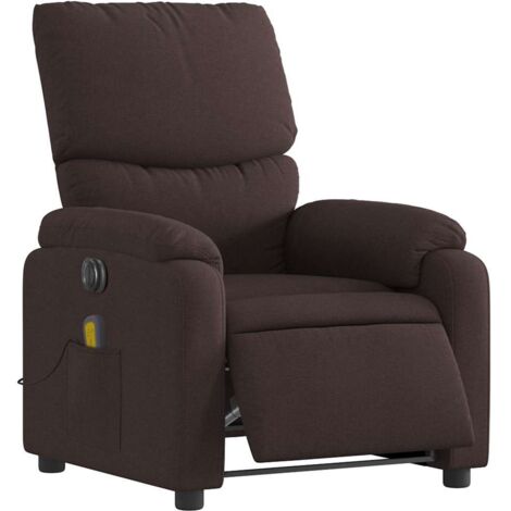 vidaXL Fauteuil de massage inclinable électrique Marron foncé Tissu (1/5)