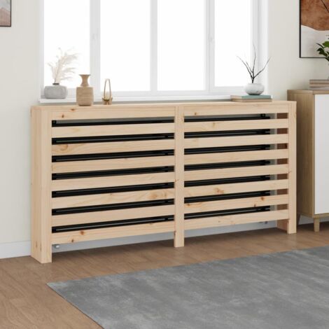 Vidaxl – Cache-radiateur bois massif de pin 169x19x84 cm – Design moderne à lattes – Espace de rangement intégré pour livres et décorations