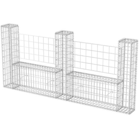 Vidaxl – Gabion U-Shape en acier galvanisé 240x20x100 cm – Résistant aux intempéries – Pour murs de soutènement – Remplissage rapide avec pierres (1/6)