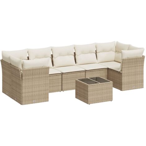 Salon de jardin avec coussins 8 pcs beige résine tressée vidaXL (1/3)