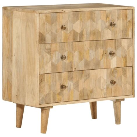 Vidaxl – Commode 3 tiroirs 70x35x70 cm en bois massif de manguier – Finition laquée – Style rétro pour rangement élégant (1/5)
