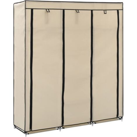 Armoire avec compartiments et barres Crème 150x45x175 cm Tissu vidaXL (1/5)