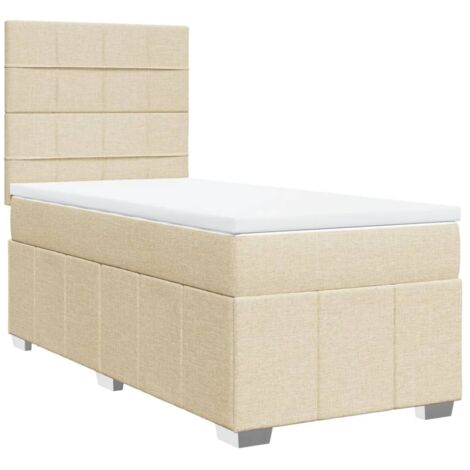 Sommier à lattes de lit avec matelas Crème 100x200 cm Tissu vidaXL (1/5)