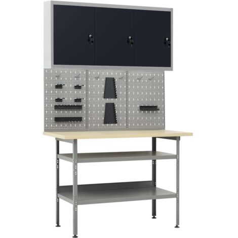 vidaXL Workbench with Three Wall Panels and One Cabinet (145344+145351+145353) (1/5)