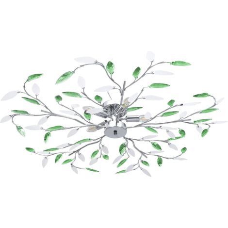 Vidaxl – Plafonnier à bras en acrylique 5 ampoules E14 vert – Finition chromée satinée – Dimensions 100 x 15 cm – Éclairage moderne pour salon ou chambre