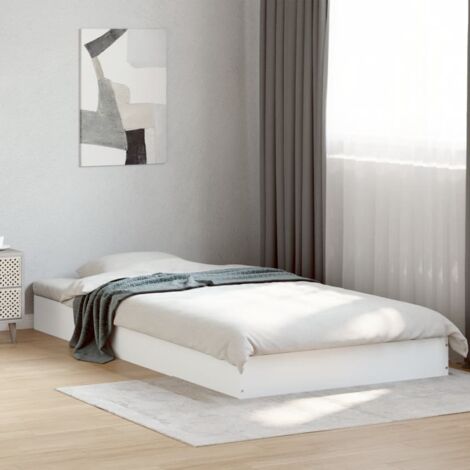Vidaxl – Cadre de lit blanc 90x190 cm en bois d'ingénierie – Lattes en contreplaqué pour soutien optimal – Design moderne et épuré (1/6)