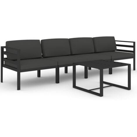 Salon de jardin 5 pcs avec coussins Aluminium Anthracite vidaXL (1/5)