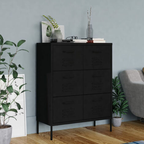 Armoire à tiroirs Noir 80x35x101,5 cm Acier vidaXL