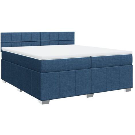 Sommier à lattes de lit avec matelas Bleu 200x200 cm Tissu vidaXL (1/5)