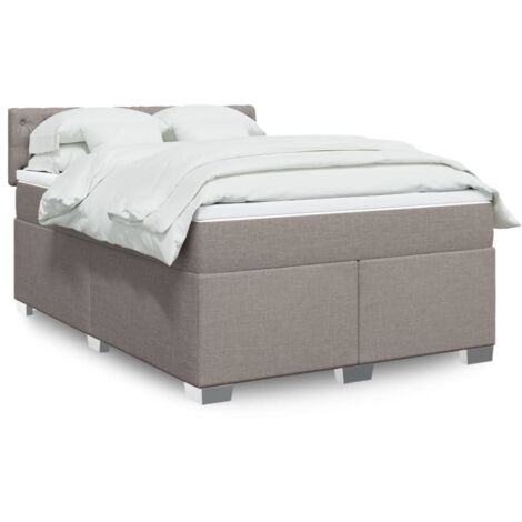 vidaXL Sommier à lattes de lit avec matelas Taupe 160x200 cm Tissu