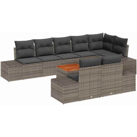 Ensemble de canapé de jardin 9 pcs Gris vidaXL (1/5)