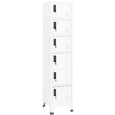 Vidaxl – Armoire d'atelier en acier blanc 38x40x180 cm – 6 portes verrouillables avec orifices d'aération – Capacité 60 kg – Pour bureaux et écoles (1/6)