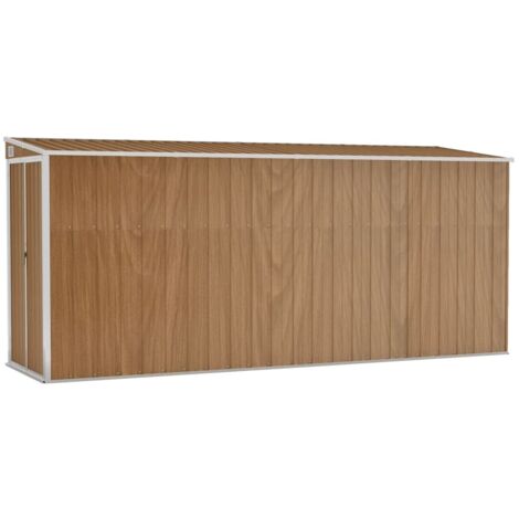 Vidaxl – Abri de jardin métal 118x382x178 cm – Acier galvanisé marron – Double porte avec verrouillage – Protection contre intempéries